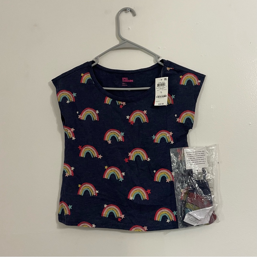 NWT Epic Threads Girls’ Rainbow T-Shirt | Size: Large